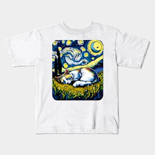 Starry Night Cat Van Cogh - Love Cats Kids T-Shirt